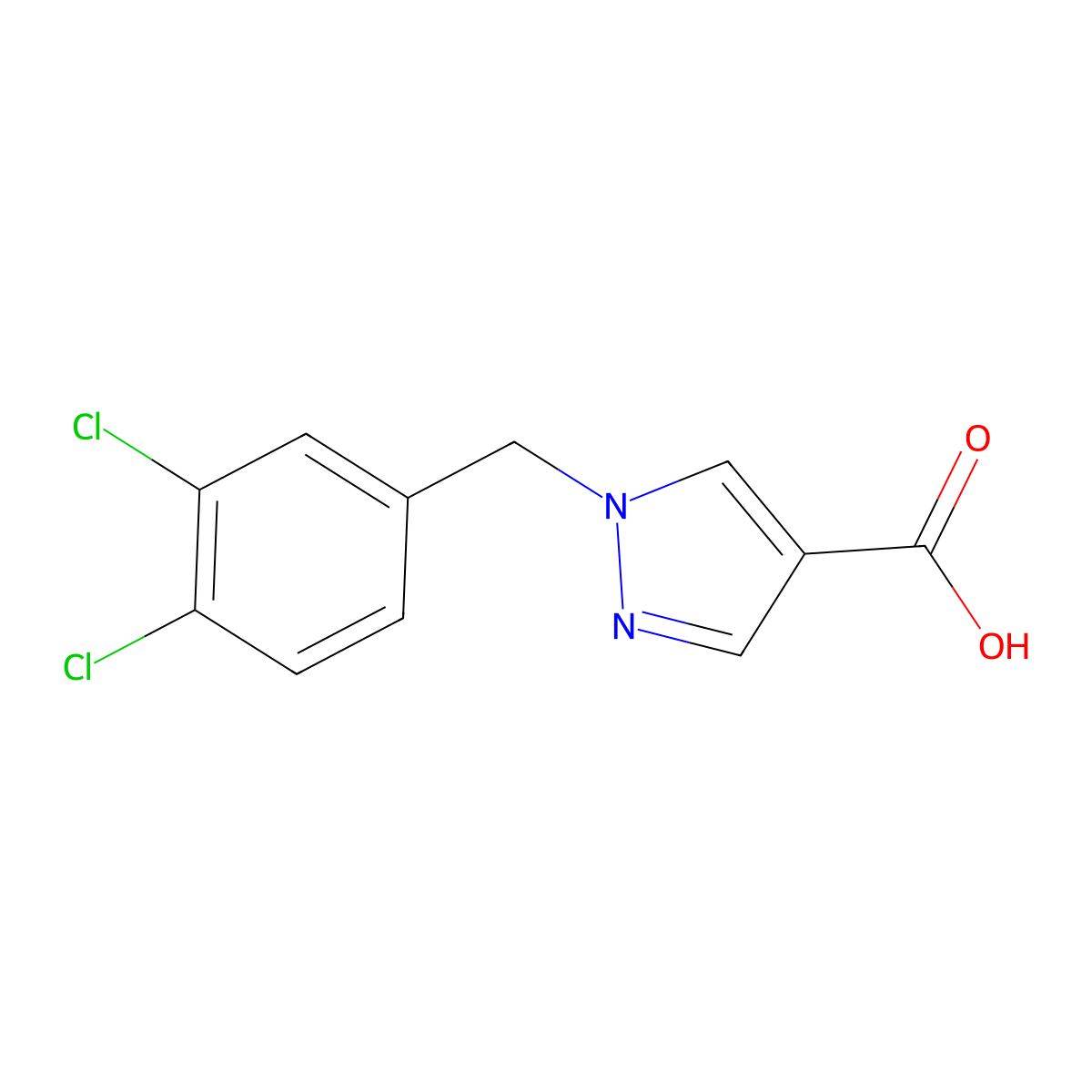 1-(3,4-dichlorobenzyl)-1H-pyrazole-4-carboxylic acid molecular structure, CAS 1035224-56-6