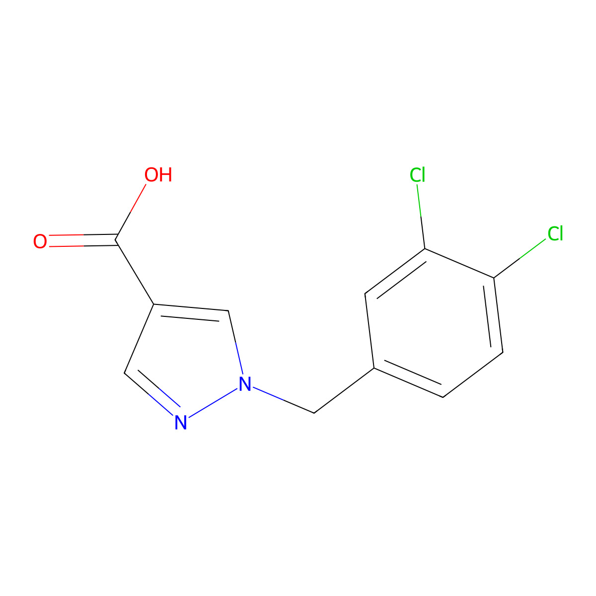 1-(3,4-dichlorobenzyl)-1H-pyrazole-4-carboxylic acid molecular structure, CAS 1035224-56-6