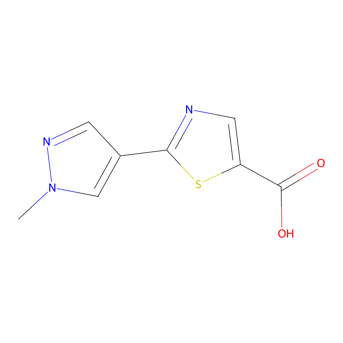 2-(1-methyl-1H-pyrazol-4-yl)-1,3-thiazole-5-carboxylic acid molecular structure, CAS 1035235-01-8