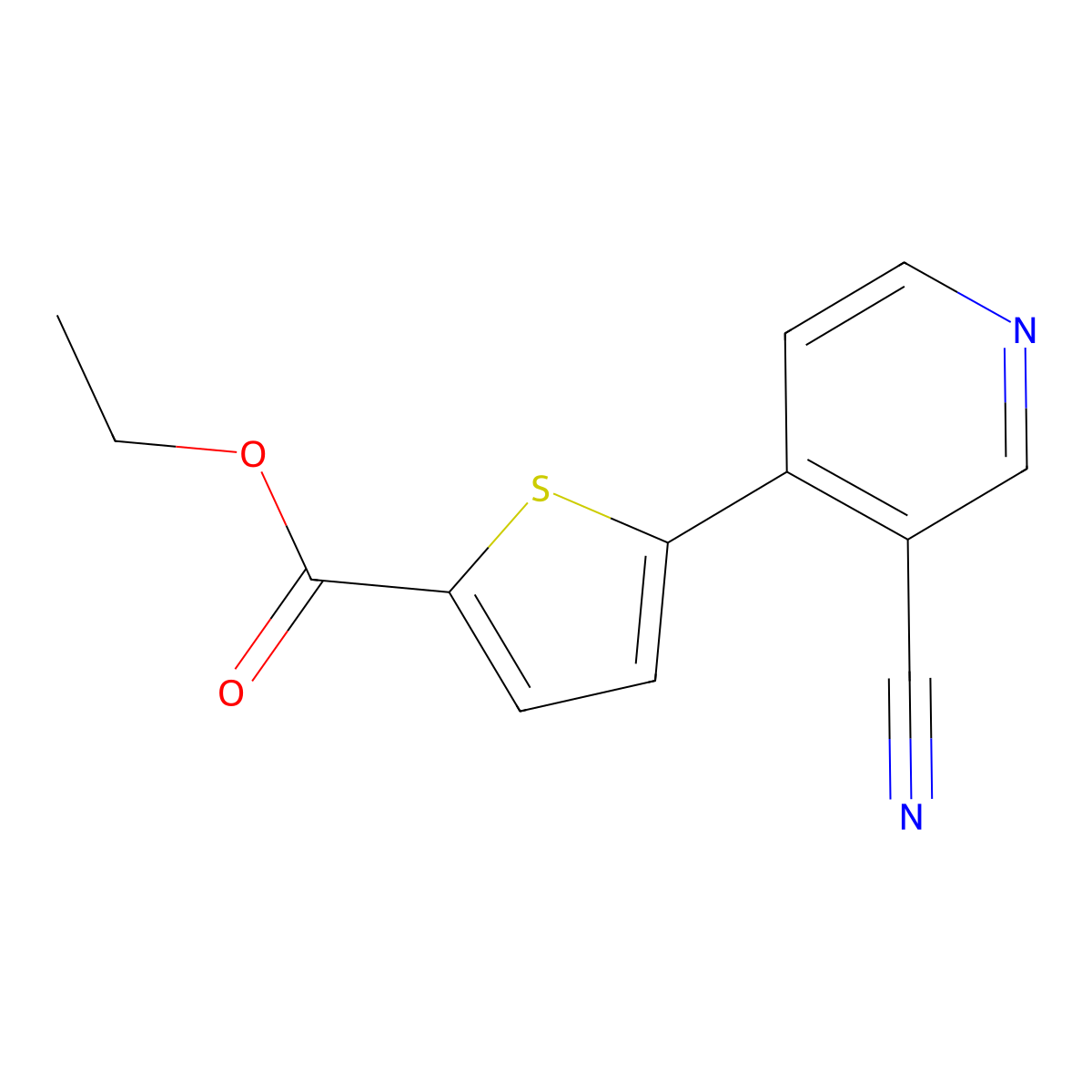 Ethyl 5-(3-cyano-pyridin-4-yl)thiophene-2-carboxylate molecular structure, CAS 1035235-02-9