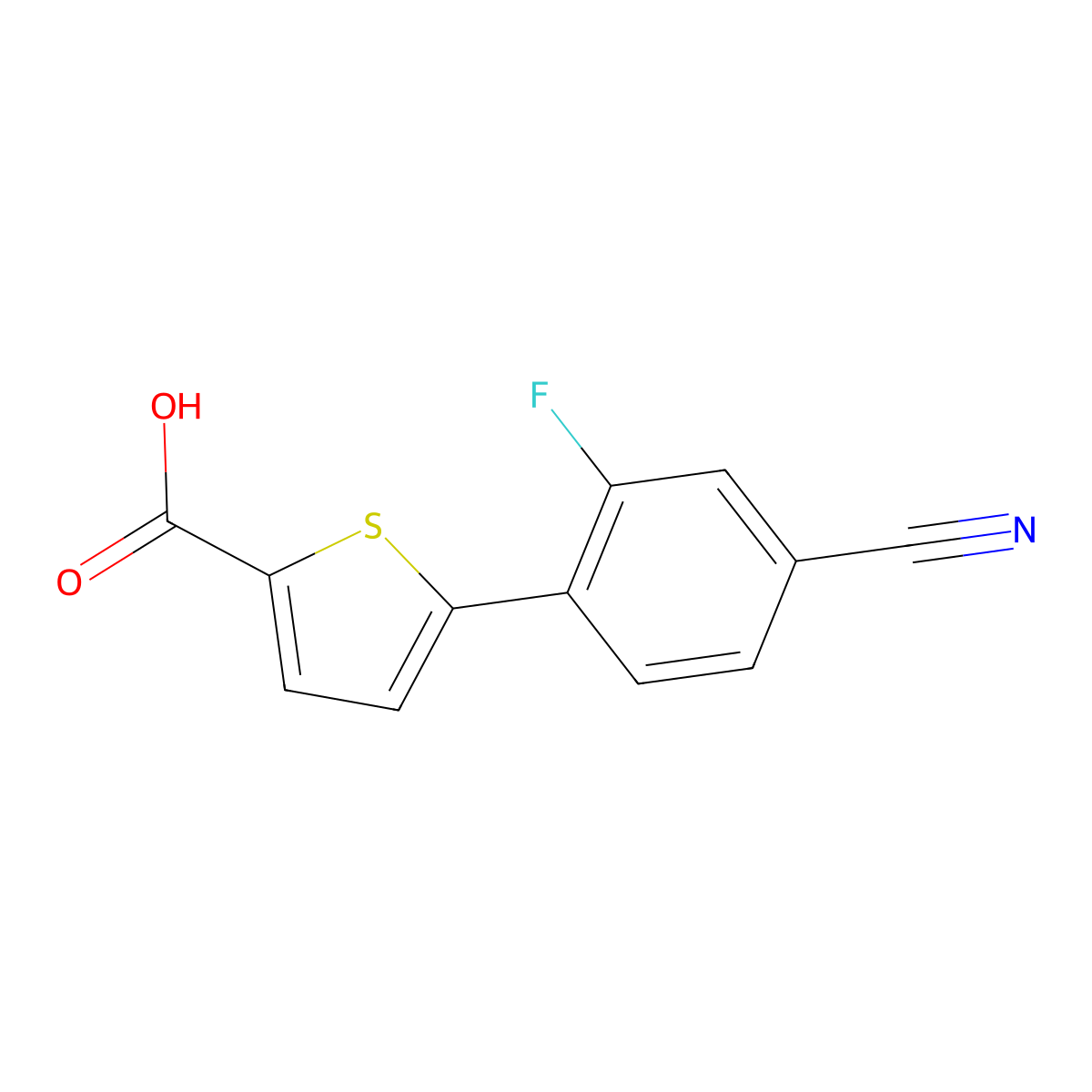 5-(4-Cyano-2-fluorophenyl)thiophene-2-carboxylic acid molecular structure, CAS 1035235-04-1