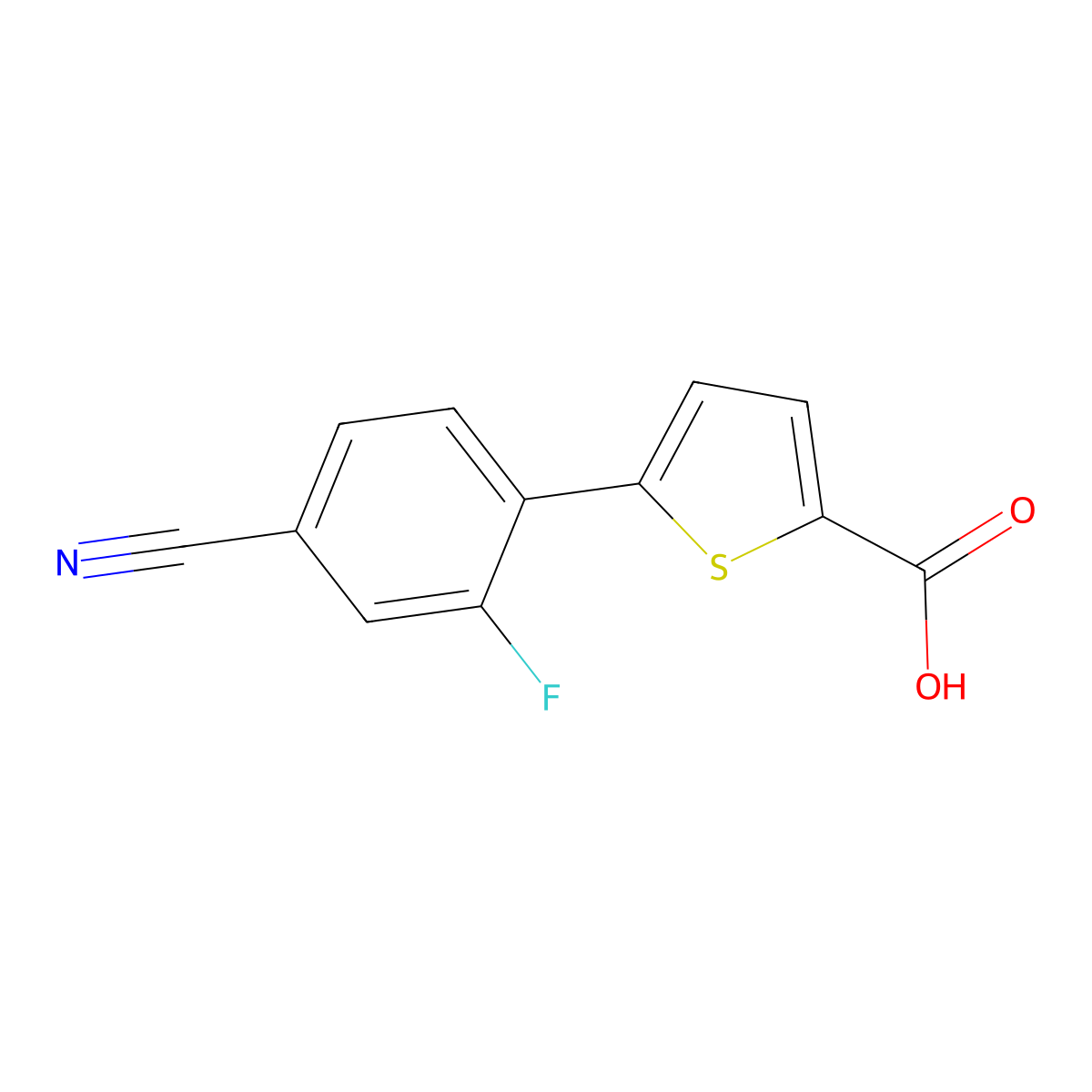 5-(4-Cyano-2-fluorophenyl)thiophene-2-carboxylic acid molecular structure, CAS 1035235-04-1