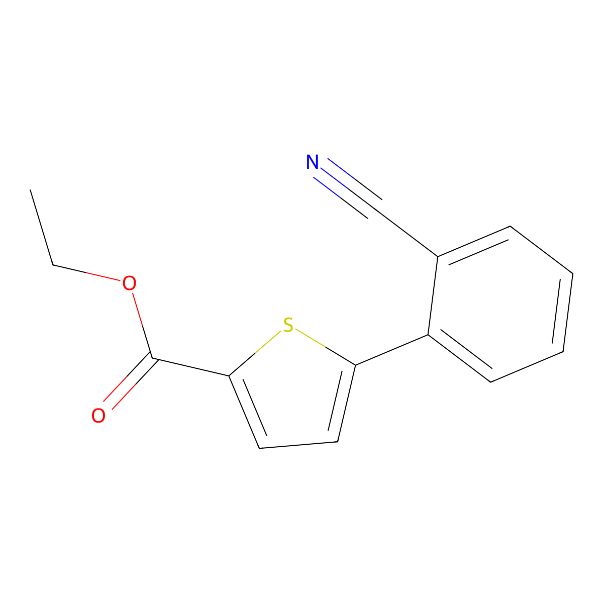 Ethyl 5-(2-cyanophenyl)thiophene-2-carboxylate molecular structure, CAS 1035235-06-3