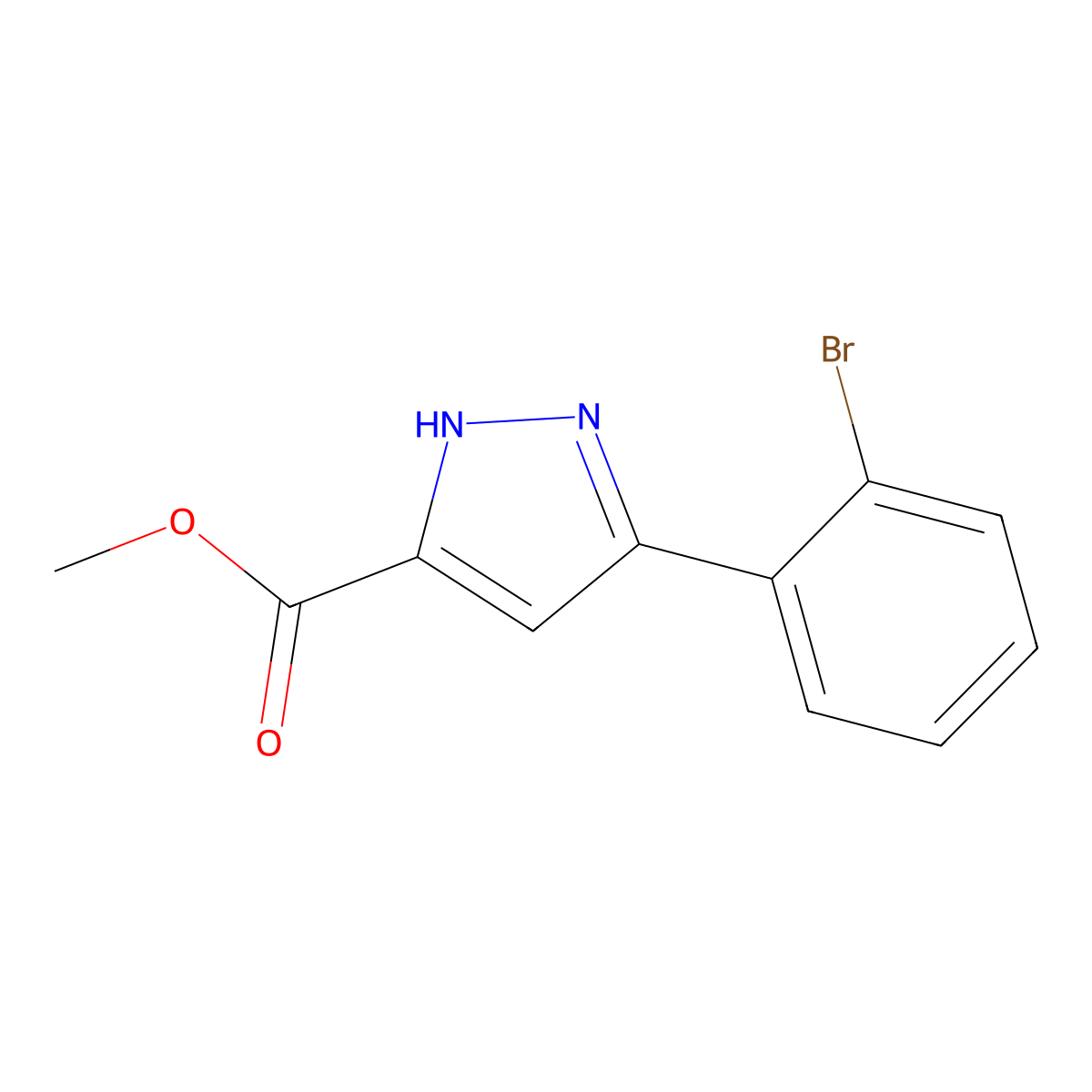 Methyl 5-(2-bromophenyl)-1H-pyrazole-3-carboxylate molecular structure, CAS 1035235-11-0