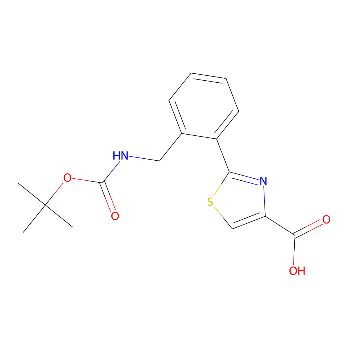 2-(2-{[(Tert-butoxycarbonyl)amino]methyl}phenyl)-1,3-thiazole-4-carboxylic acid molecular structure, CAS 1035235-17-6