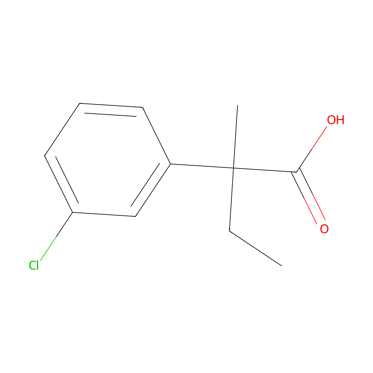 2-(3-Chlorophenyl)-2-methylbutanoic acid molecular structure, CAS 1035261-75-6