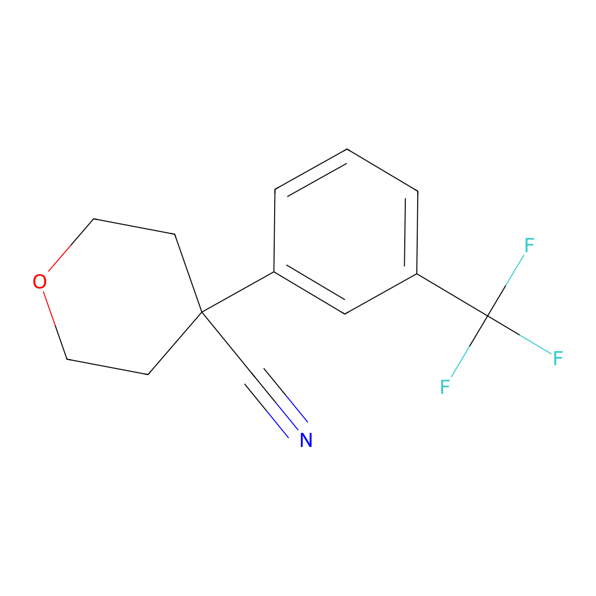 4-(3-(trifluoromethyl)phenyl)tetrahydro-2H-pyran-4-carbonitrile molecular structure, CAS 1035261-83-6