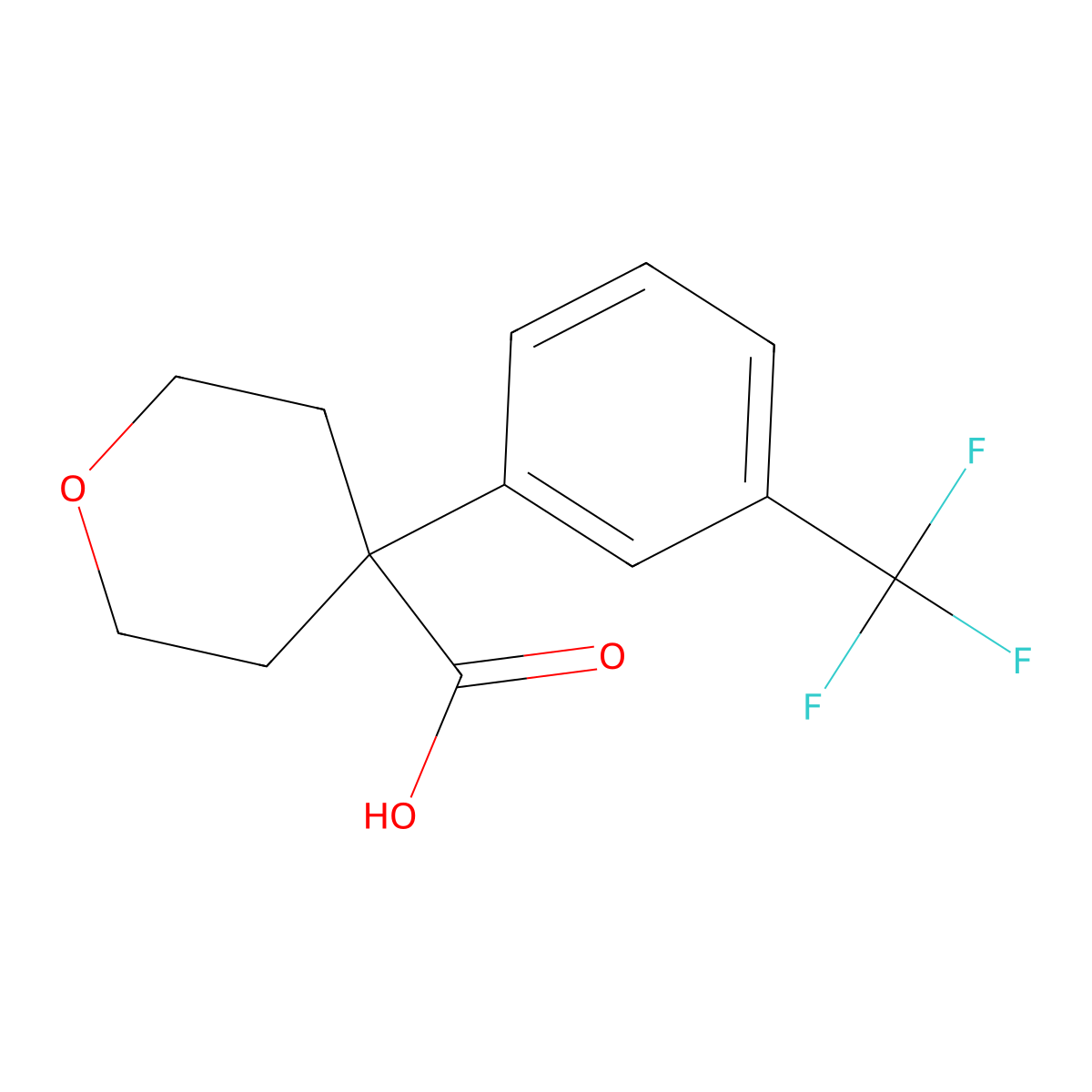 Tetrahydro-4-(3-(trifluoromethyl)phenyl)-2H-pyran-4-carboxylic acid molecular structure, CAS 1035261-84-7