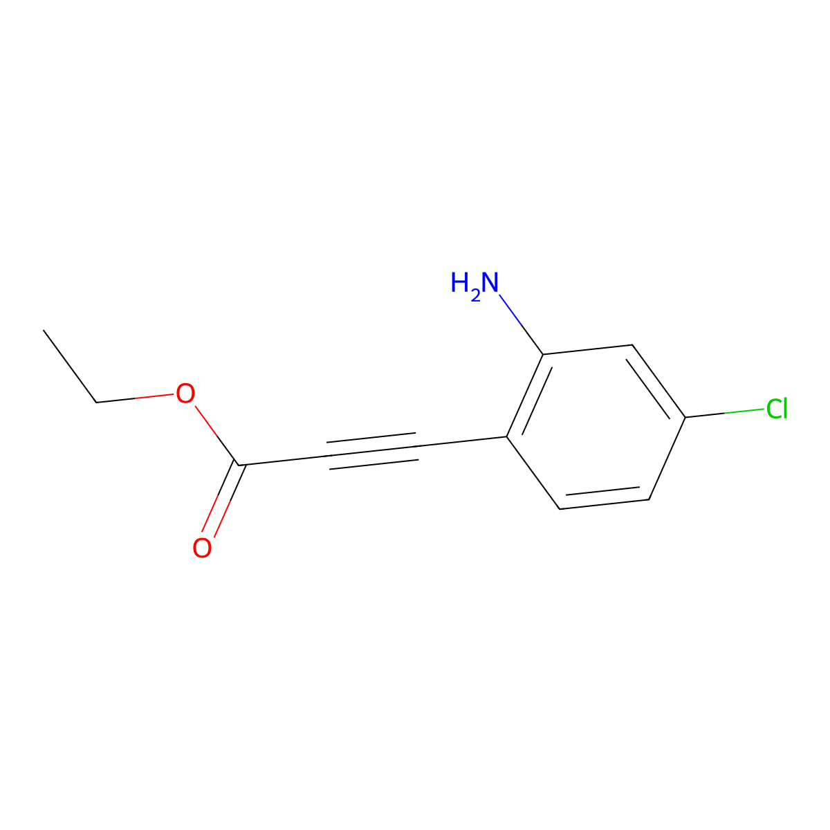Ethyl 3-(2-amino-4-chlorophenyl)prop-2-ynoate molecular structure, CAS 1035262-45-3