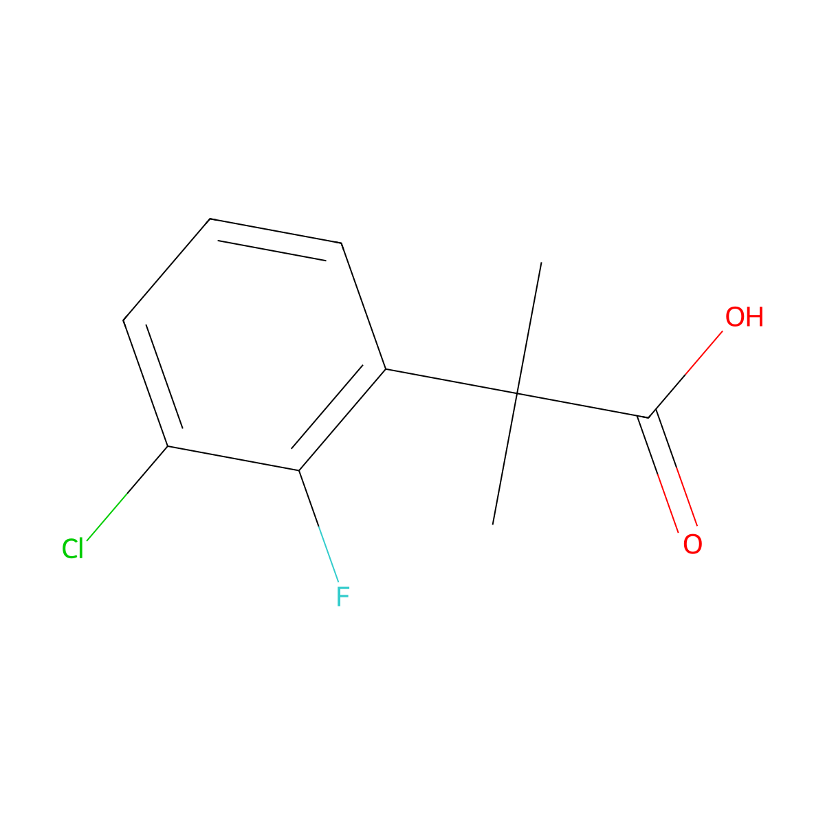 2-(3-Chloro-2-fluorophenyl)-2-methylpropanoic acid molecular structure, CAS 1035262-79-3