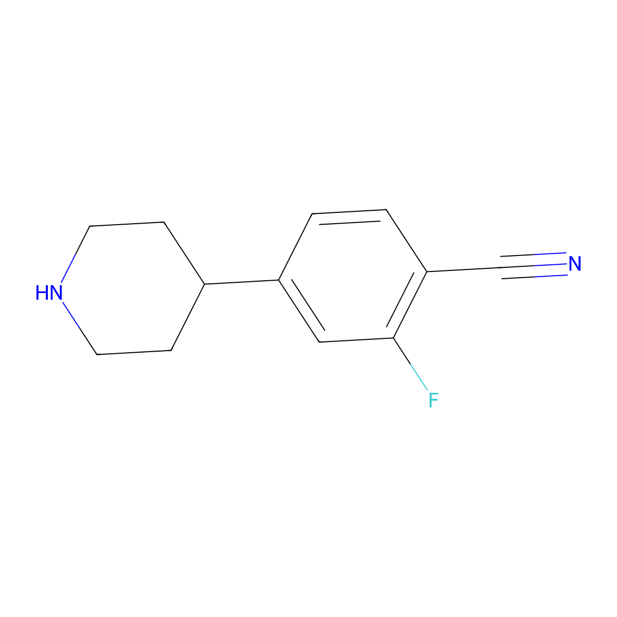 2-Fluoro-4-(piperidin-4-YL)benzonitrile molecular structure, CAS 1035264-55-1