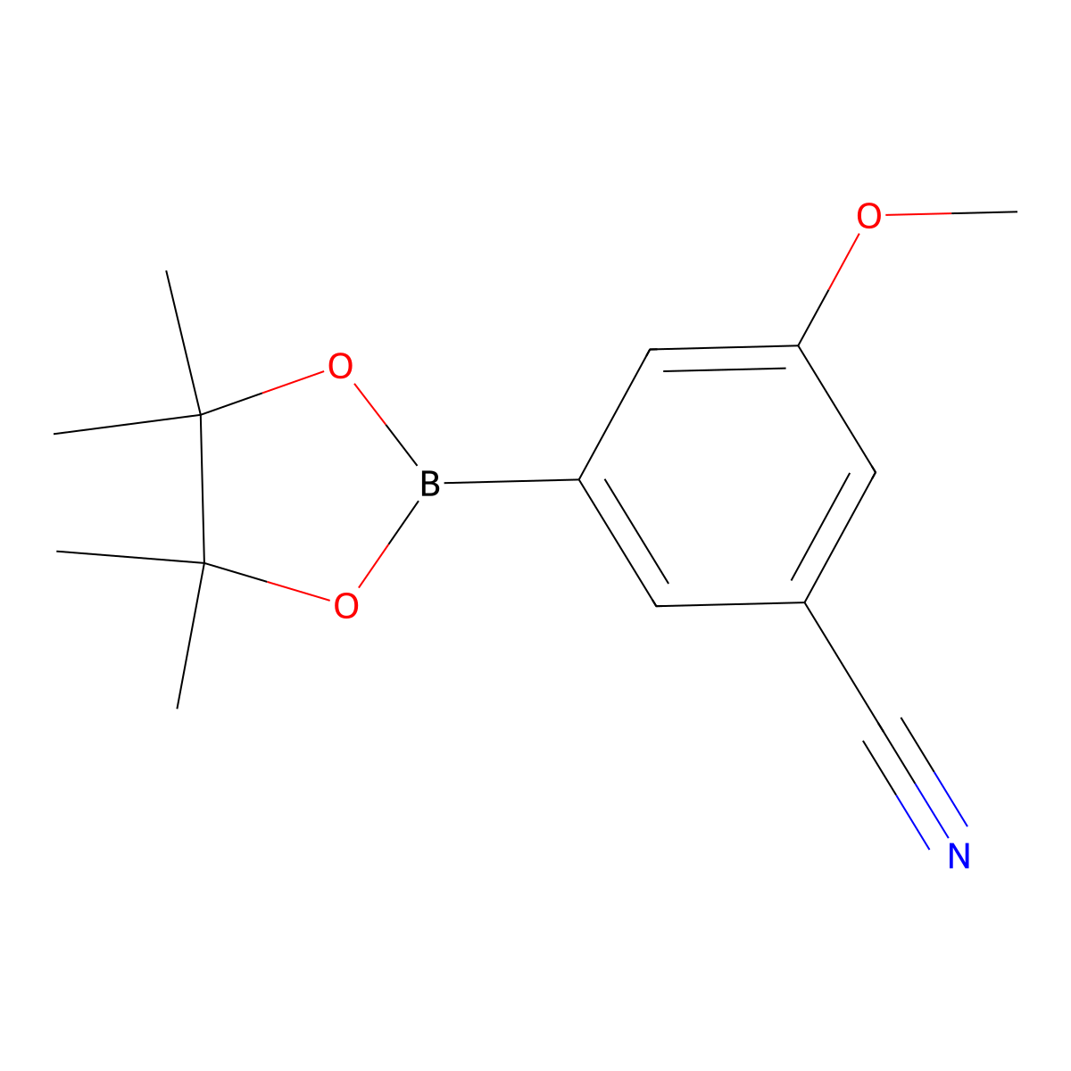 3-Methoxy-5-(4,4,5,5-tetramethyl-1,3,2-dioxaborolan-2-yl)benzonitrile molecular structure, CAS 1035266-33-1