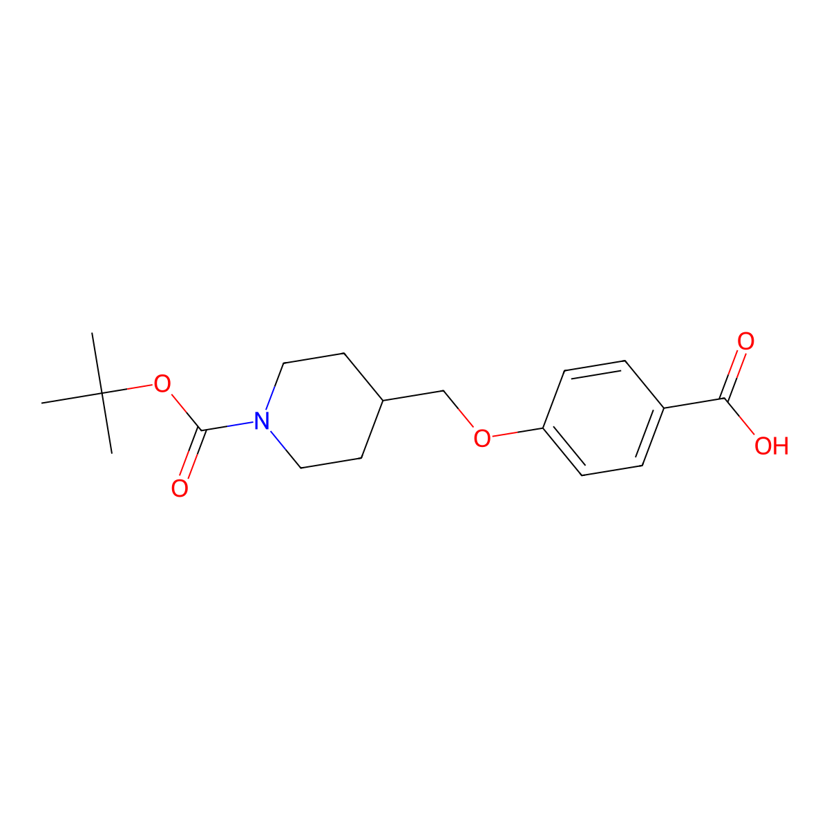 4-((1-(tert-Butoxycarbonyl)piperidin-4-yl)methoxy)benzoic acid molecular structure, CAS 1035270-79-1