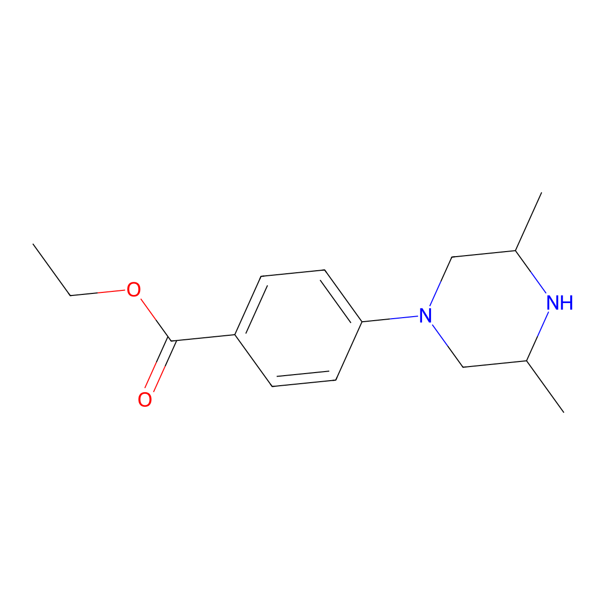 Ethyl 4-(3,5-dimethylpiperazin-1-yl)benzoate molecular structure, CAS 1035271-01-2
