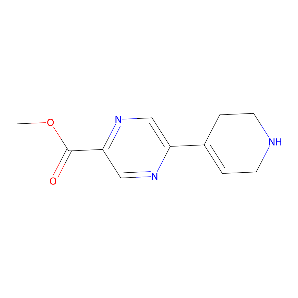 Methyl 5-(1,2,3,6-tetrahydropyridin-4-yl)pyrazine-2-carboxylate molecular structure, CAS 1035271-51-2