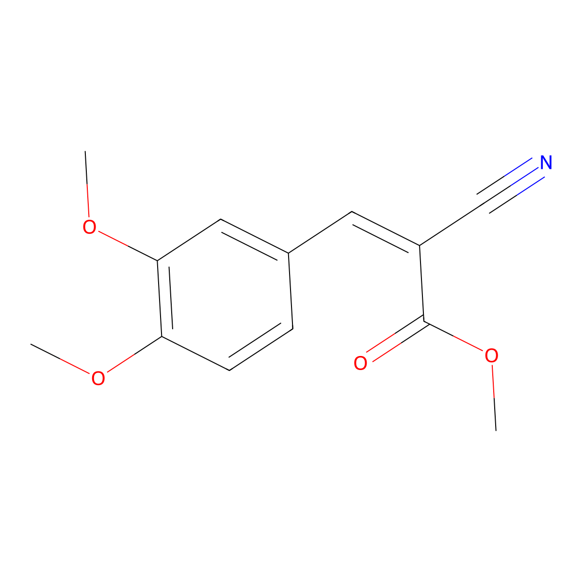 2-Propenoic acid, 2-cyano-3-(3,4-dimethoxyphenyl)-, methyl ester molecular structure, CAS 10353-07-8