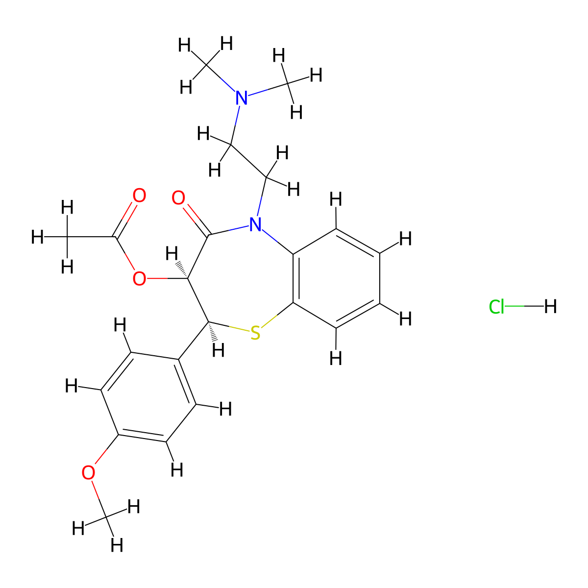 Diltiazem Hydrochloride molecular structure, CAS 103532-26-9