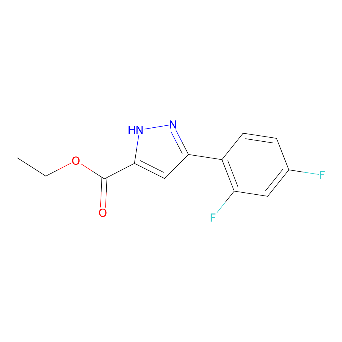 ethyl 3-(2,4-difluoro-phenyl)-1H-pyrazole-5-carboxylate molecular structure, CAS 1035371-14-2