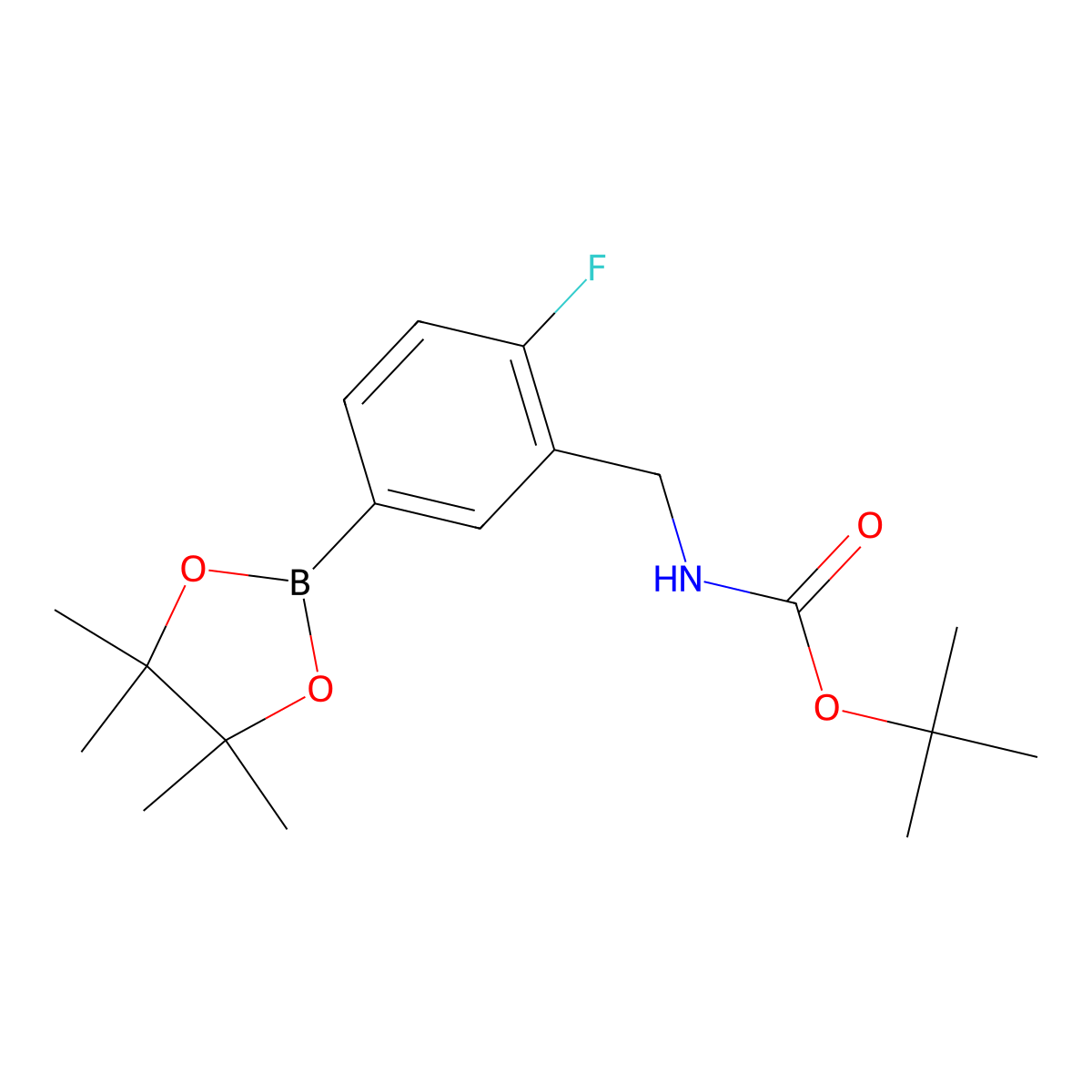 tert-butyl N-{[2-fluoro-5-(tetramethyl-1,3,2-dioxaborolan-2-yl)phenyl]methyl}carbamate molecular structure, CAS 1035391-48-0