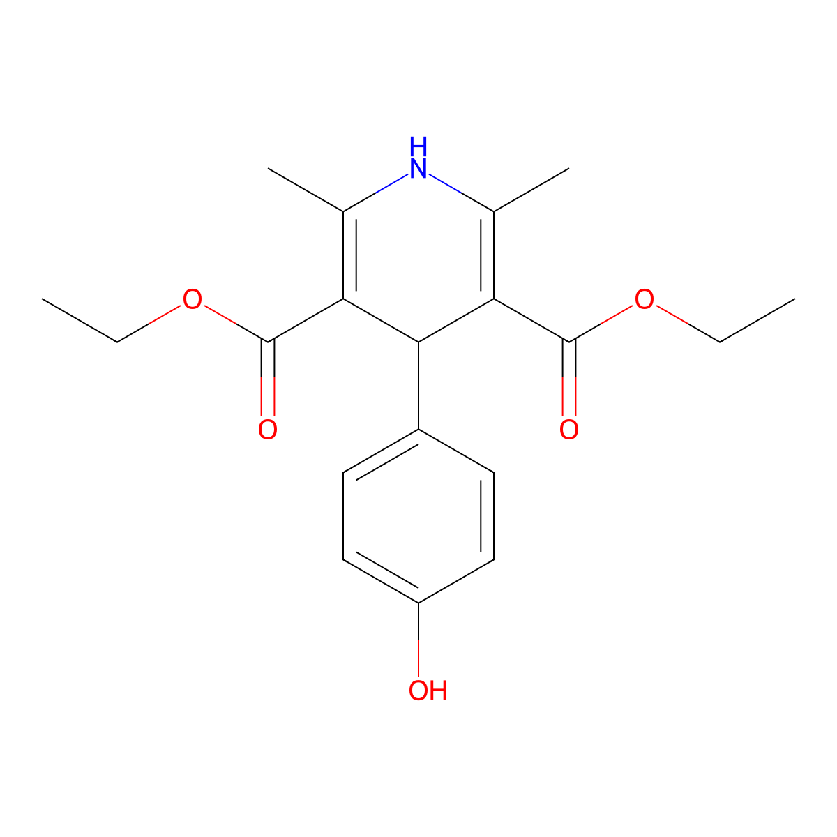 3,5-Diethyl 1,4-dihydro-4-(4-hydroxyphenyl)-2,6-dimethyl-3,5-pyridinedicarboxylate molecular structure, CAS 10354-30-0