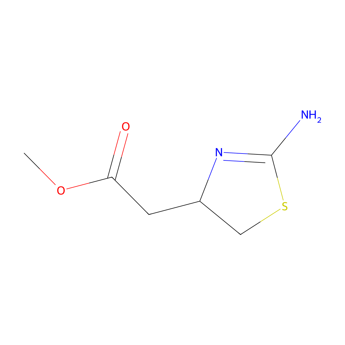 Methyl 2-(2-amino-4,5-dihydro-1,3-thiazol-4-yl)acetate molecular structure, CAS 103541-12-4