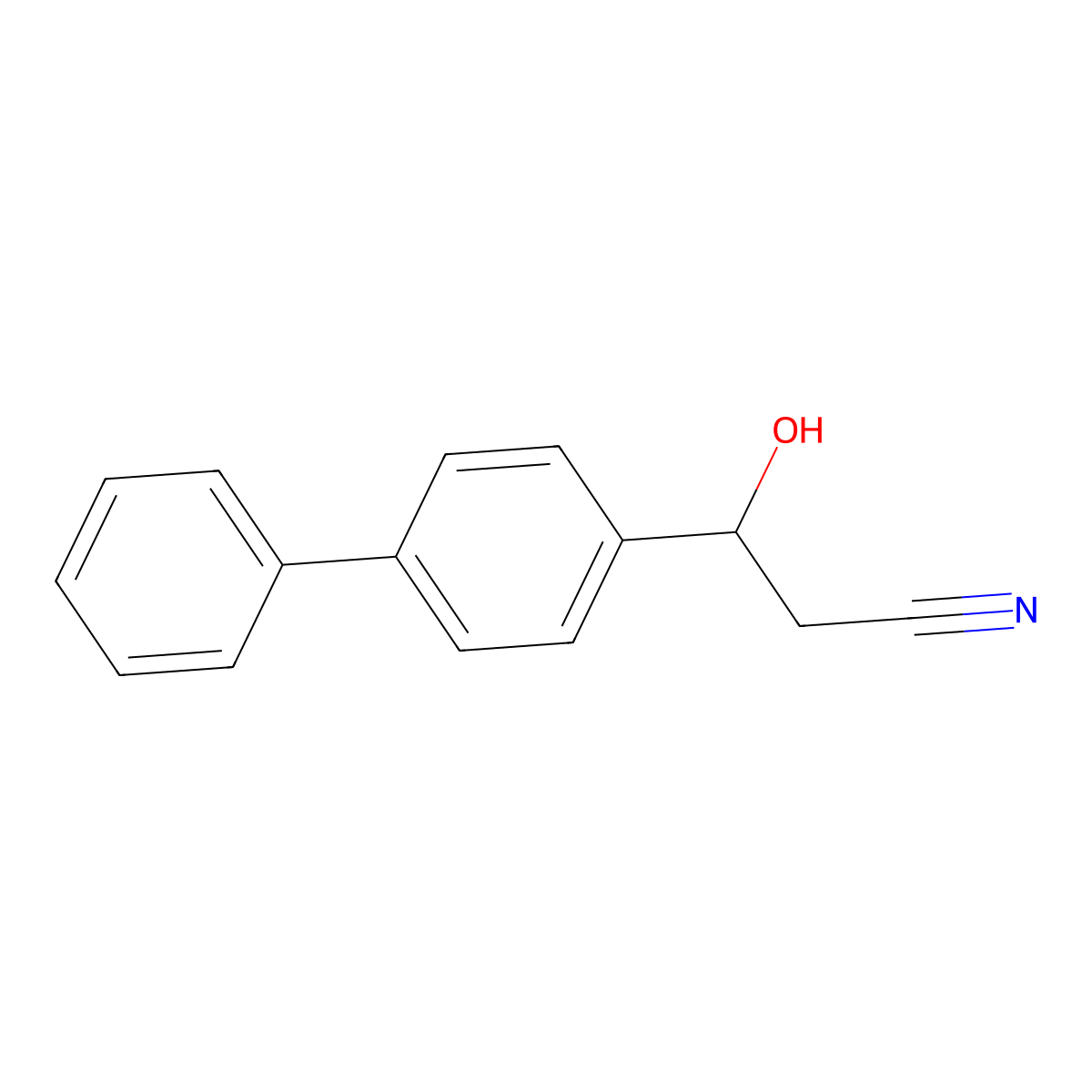 3-Hydroxy-3-(4-phenylphenyl)propanenitrile molecular structure, CAS 1035455-88-9