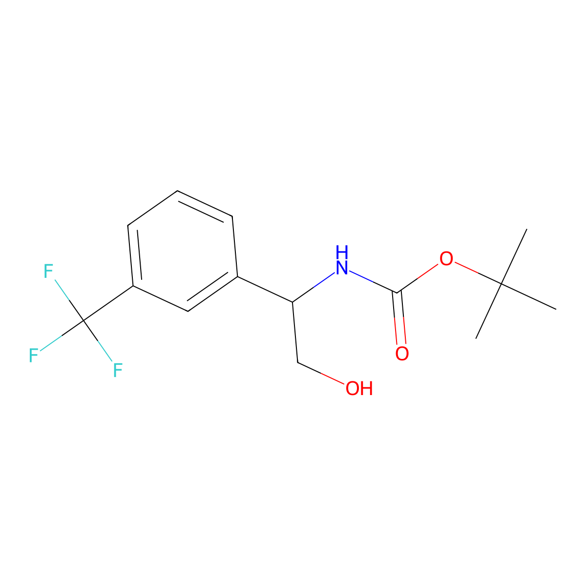 tert-butyl(S)-1-[3-(trifluoromethyl)phenyl]-2-hydroxyethylcarbamate molecular structure, CAS 1035490-75-5