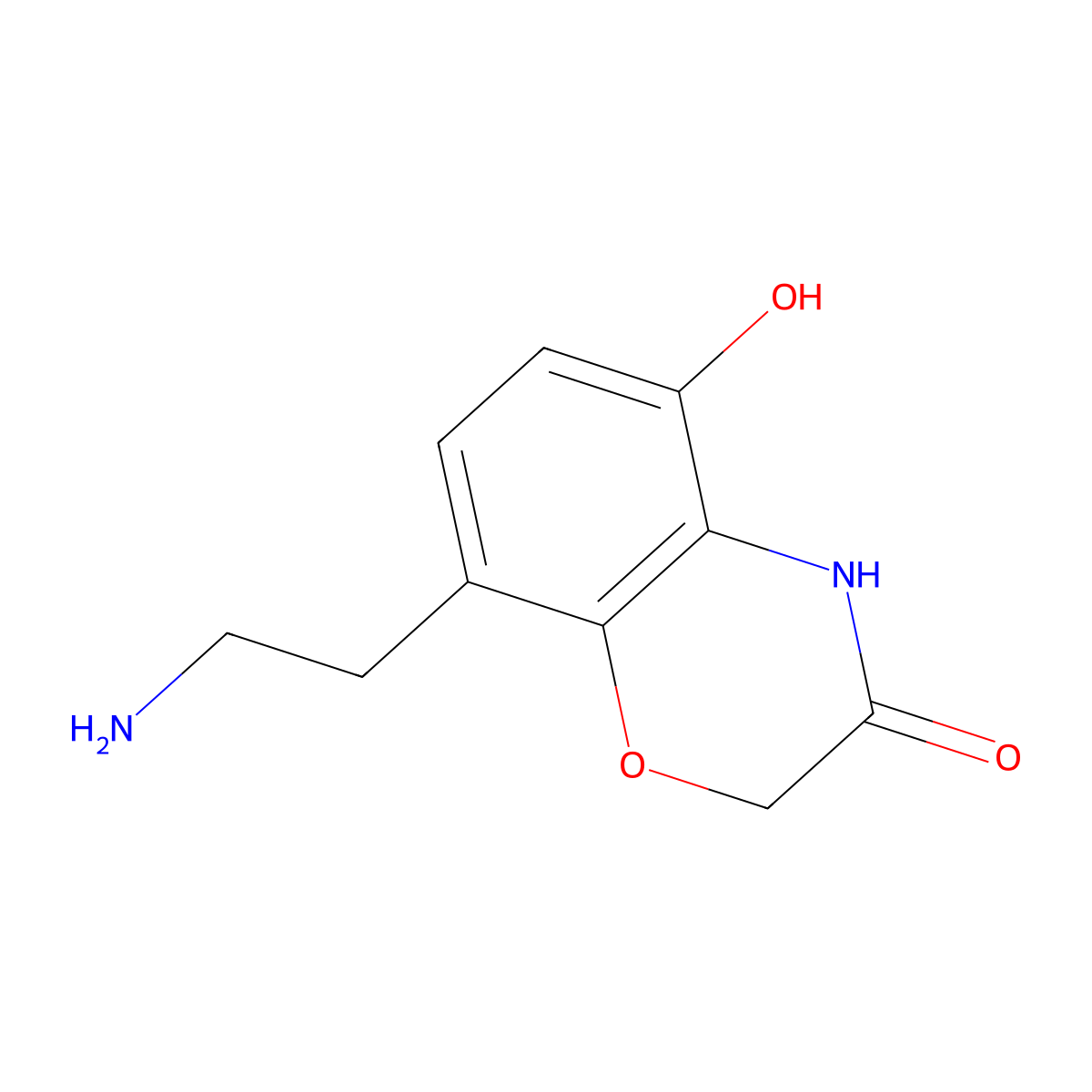 8-(2-aminoethyl)-5-hydroxy-2H-benzo[b][1,4]oxazin-3(4H)-one molecular structure, CAS 1035492-00-2