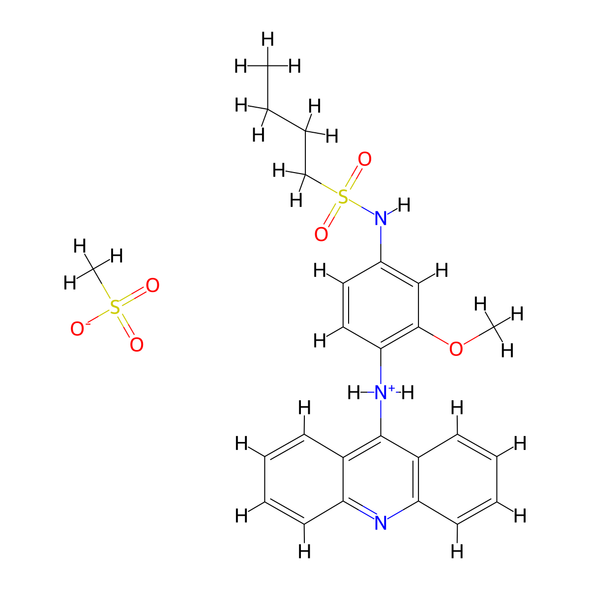Butanesulfonamide, N-(4-(acridin-9-ylamino)-3-methoxyphenyl)-, methanesulfonate molecular structure, CAS 103554-60-5
