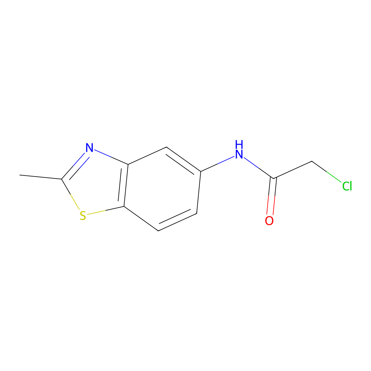 2-chloro-N-(2-methyl-1,3-benzothiazol-5-yl)acetamide molecular structure, CAS 1035563-86-0