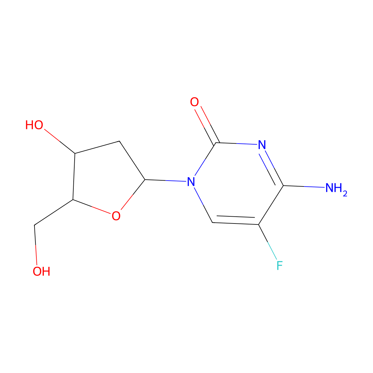 5-Fluoro-2'-deoxycytidine molecular structure, CAS 10356-76-0