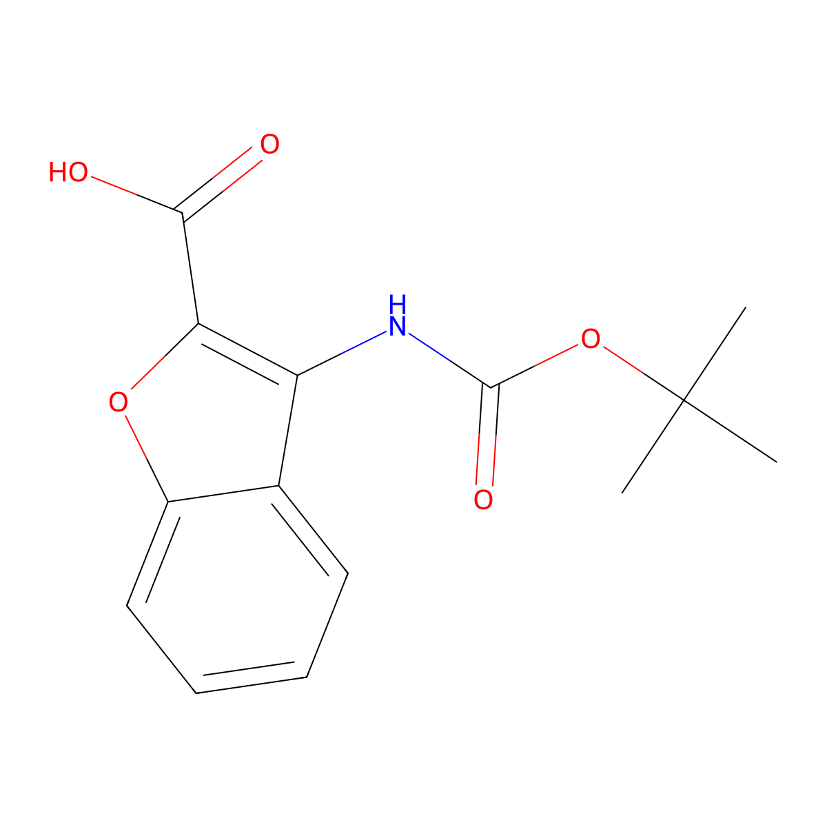 3-((Tert-butoxycarbonyl)amino)benzofuran-2-carboxylic acid molecular structure, CAS 1035609-35-8