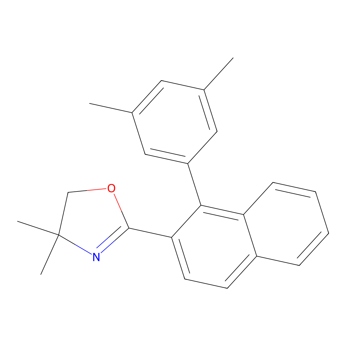 2-[1-(3,5-dimethylphenyl)naphthalen-2-yl]-4,4-dimethyl-5H-1,3-oxazole molecular structure, CAS 103562-39-6