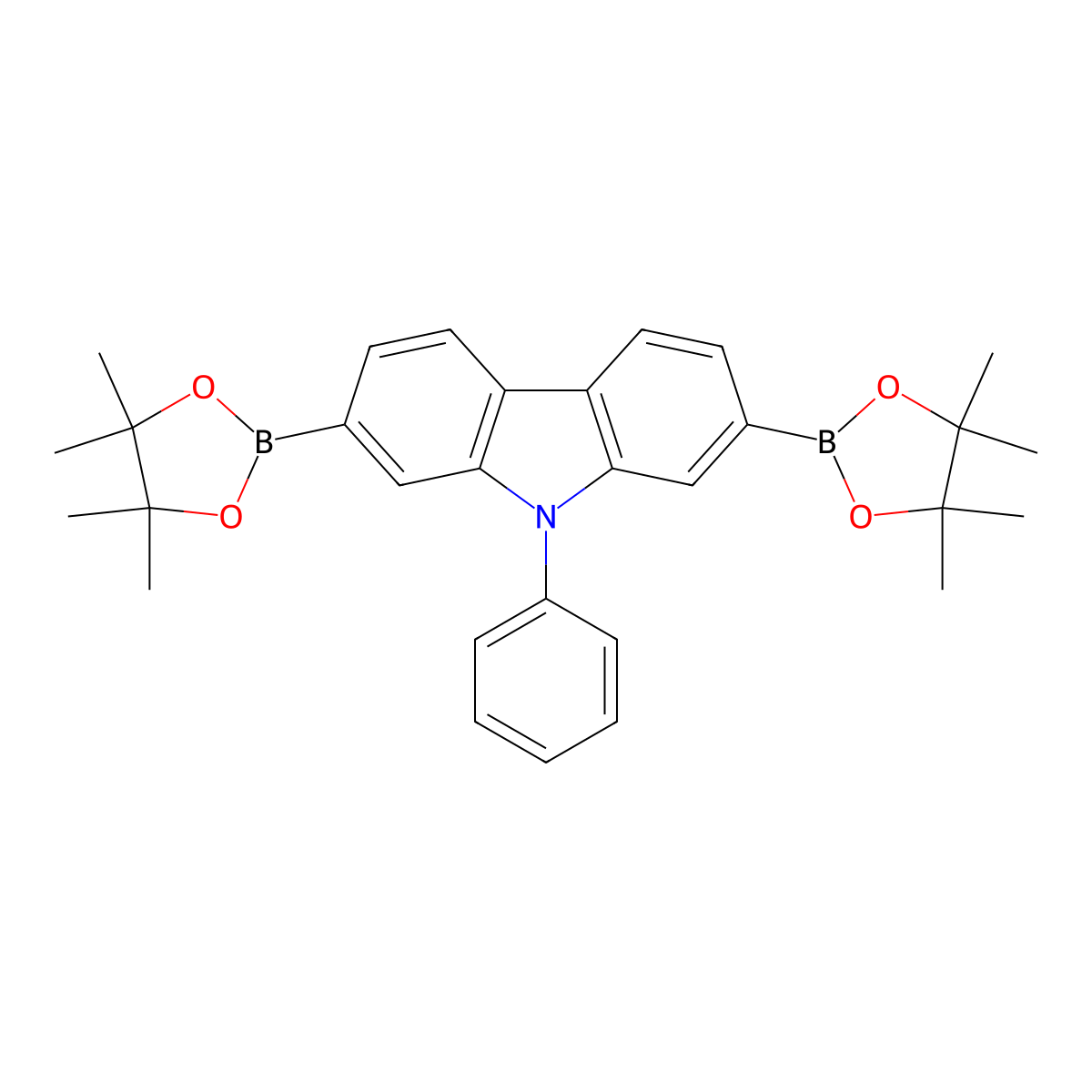 9-Phenyl-2,7-bis(4,4,5,5-tetramethyl-1,3,2-dioxaborolan-2-yl)-9H-carbazole molecular structure, CAS 1035631-57-2
