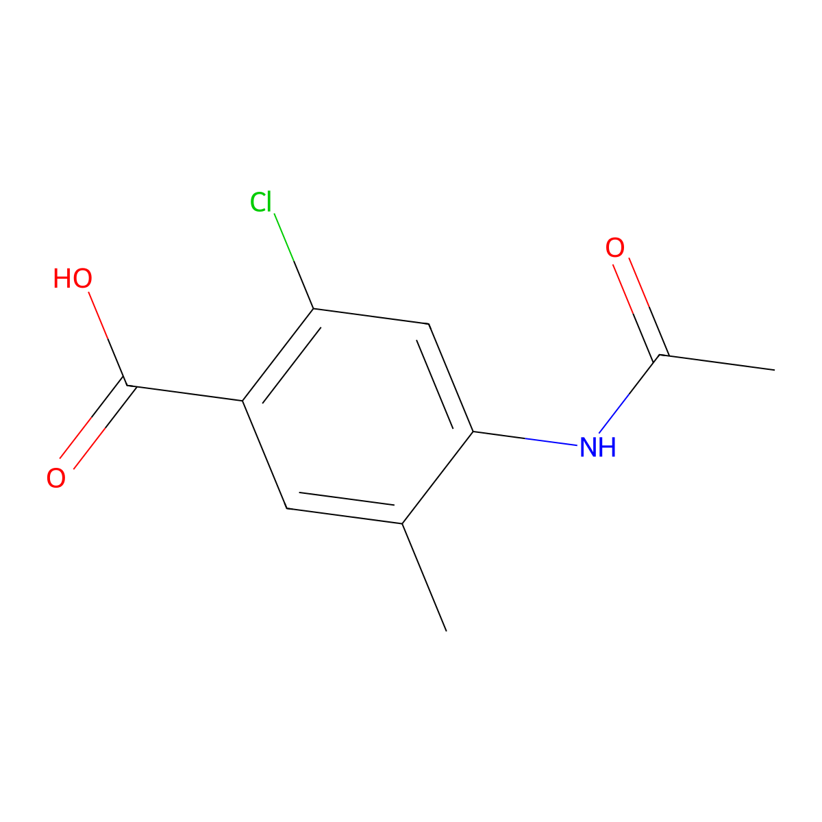 2-Chloro-4-acetamido-5-methylbenzoic acid molecular structure, CAS 103564-52-9