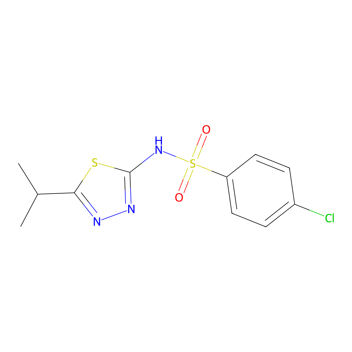 4-chloro-N-(5-propan-2-yl-1,3,4-thiadiazol-2-yl)benzenesulfonamide molecular structure, CAS 103564-72-3