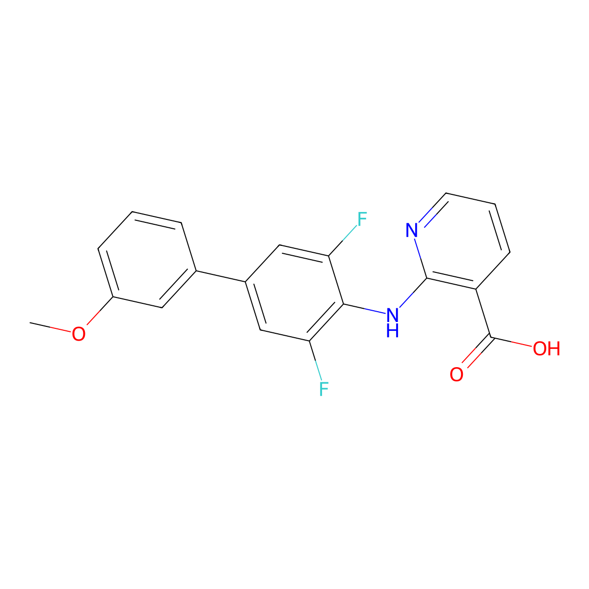 2-((3,5-Difluoro-3'-methoxy-1,1'-biphenyl-4-yl)amino)nicotinic acid molecular structure, CAS 1035688-66-4