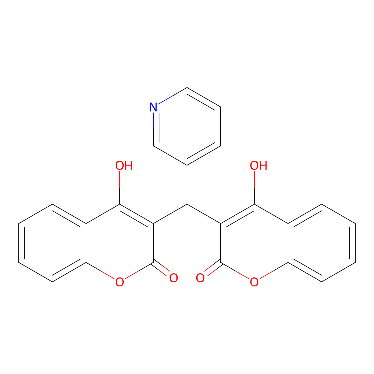 2H-1-Benzopyran-2-one, 3,3'-(3-pyridinylmethylene)bis[4-hydroxy- molecular structure, CAS 103569-55-7