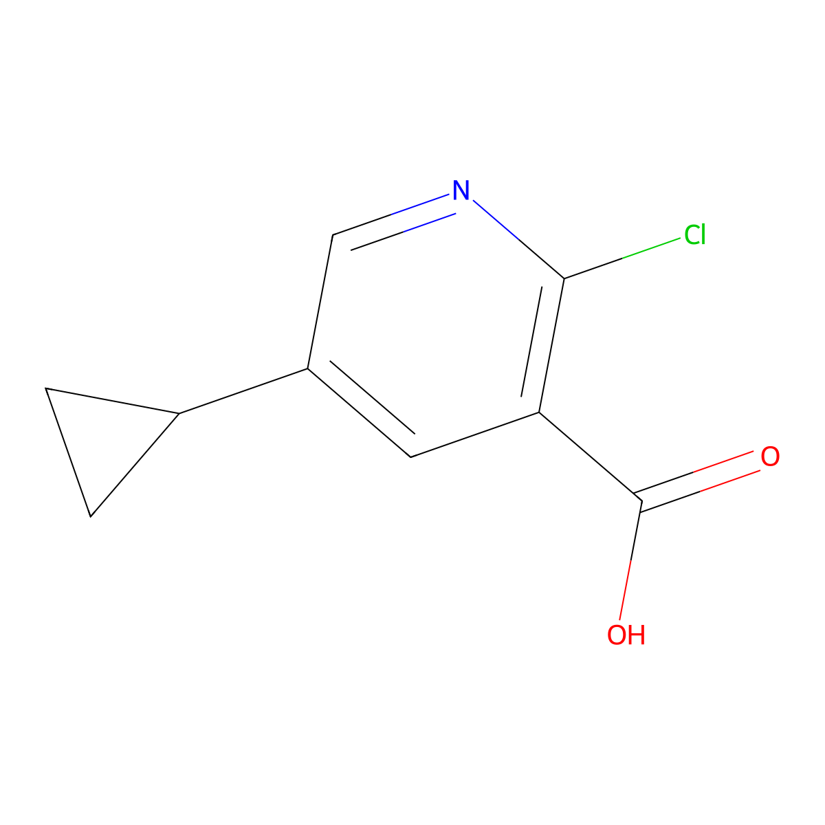 2-Chloro-5-cyclopropylpyridine-3-carboxylic acid molecular structure, CAS 1035690-32-4