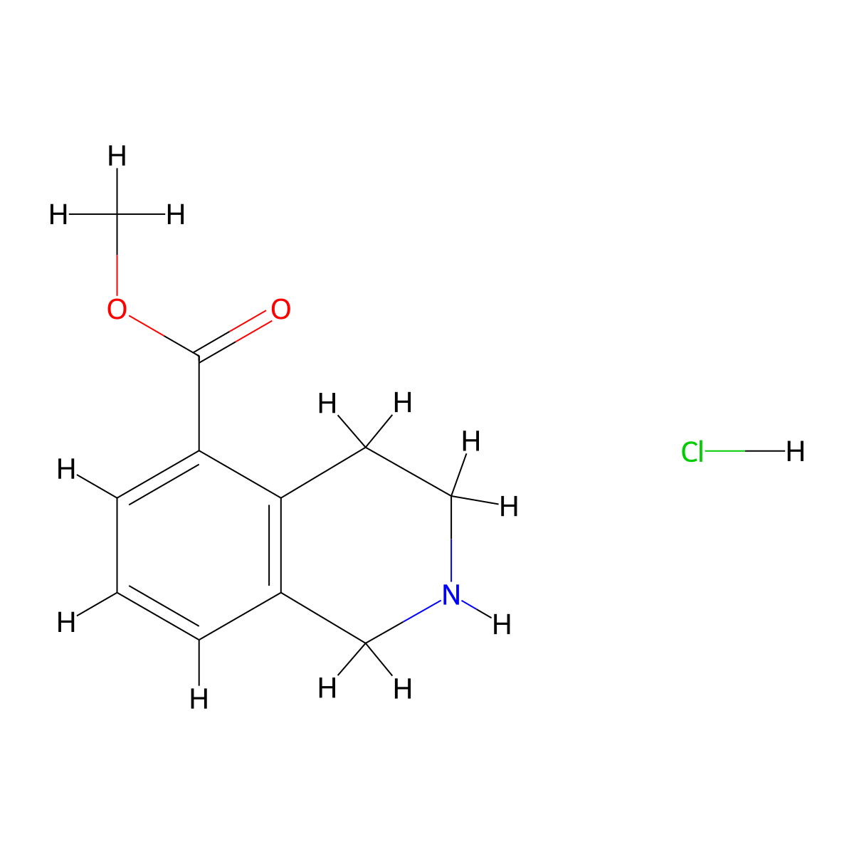 Methyl 1,2,3,4-tetrahydroisoquinoline-5-carboxylate hydrochloride molecular structure, CAS 1035700-06-1