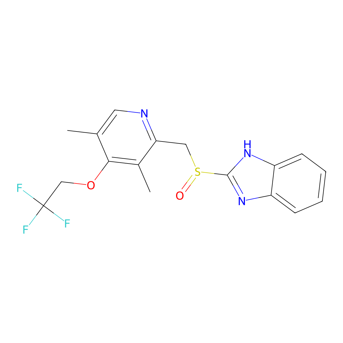 2-[[3,5-dimethyl-4-(2,2,2-trifluoroethoxy)pyridin-2-yl]methylsulfinyl]-1H-benzimidazole molecular structure, CAS 103577-47-5