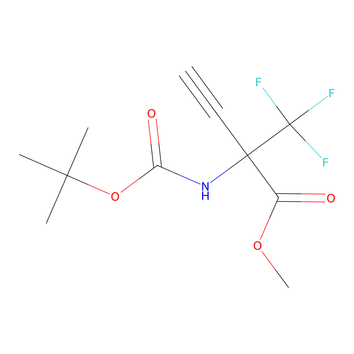 Methyl 2-[(tert-butoxycarbonyl)amino]-2-(trifluoromethyl)but-3-ynoate molecular structure, CAS 1035805-03-8
