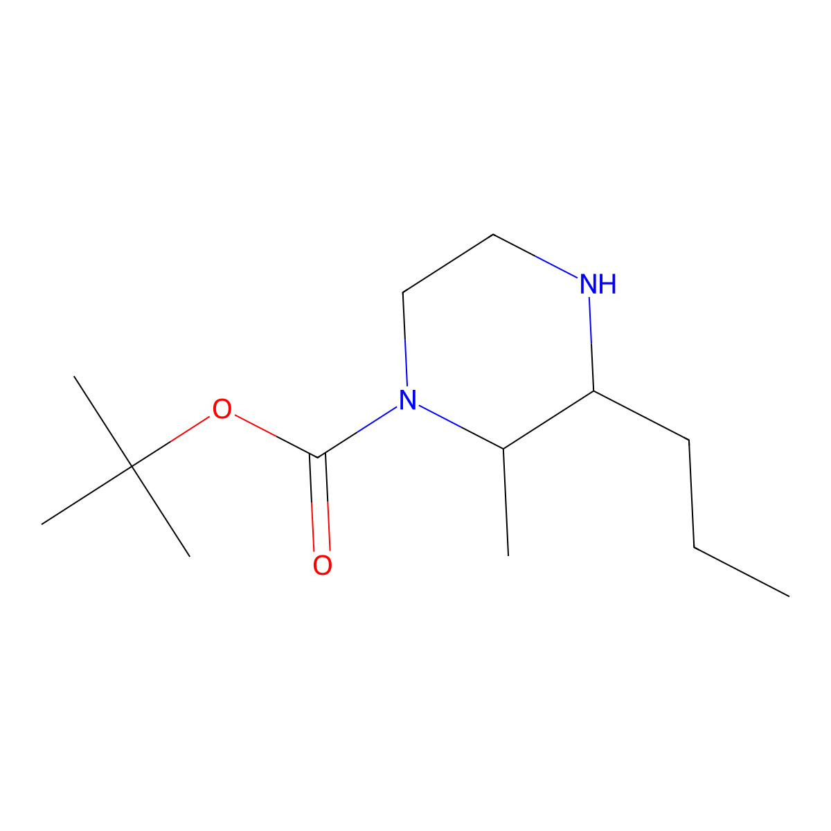 Tert-butyl 2-methyl-3-propylpiperazine-1-carboxylate molecular structure, CAS 1035818-87-1