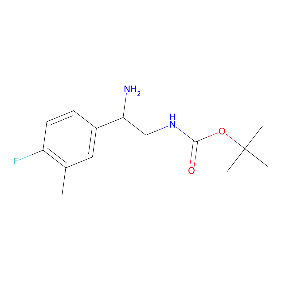 tert-butyl N-[2-amino-2-(4-fluoro-3-methylphenyl)ethyl]carbamate molecular structure, CAS 1035818-89-3