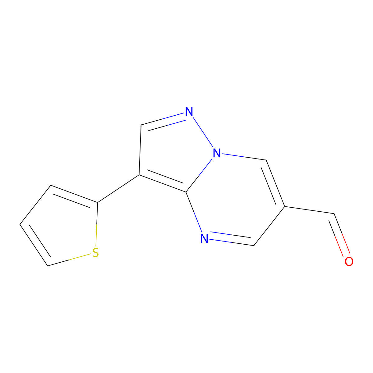 3-(Thiophen-2-yl)pyrazolo[1,5-a]pyrimidine-6-carbaldehyde molecular structure, CAS 1035818-94-0