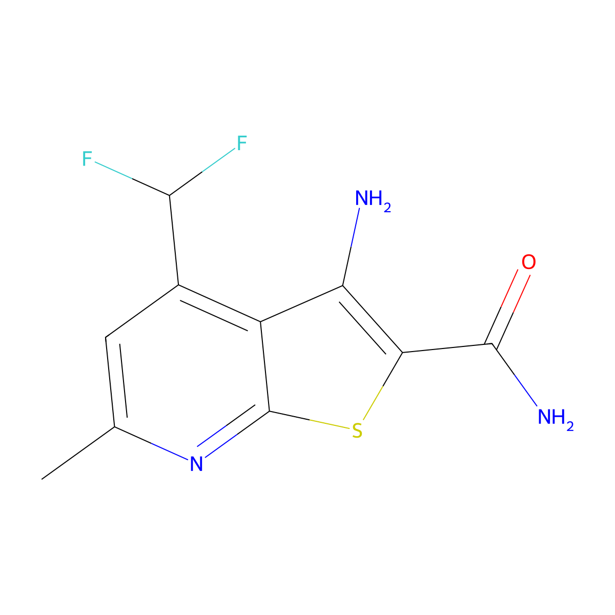 3-Amino-4-(difluoromethyl)-6-methylthieno[2,3-b]pyridine-2-carboxamide molecular structure, CAS 1035826-41-5