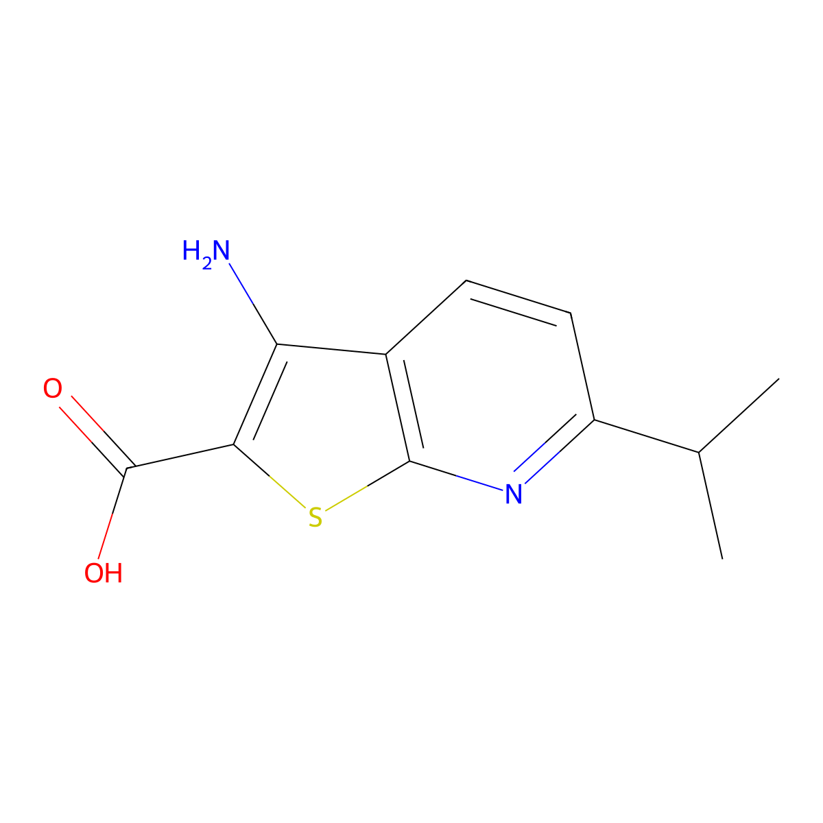 3-Amino-6-isopropylthieno[2,3-b]pyridine-2-carboxylic acid molecular structure, CAS 1035831-02-7