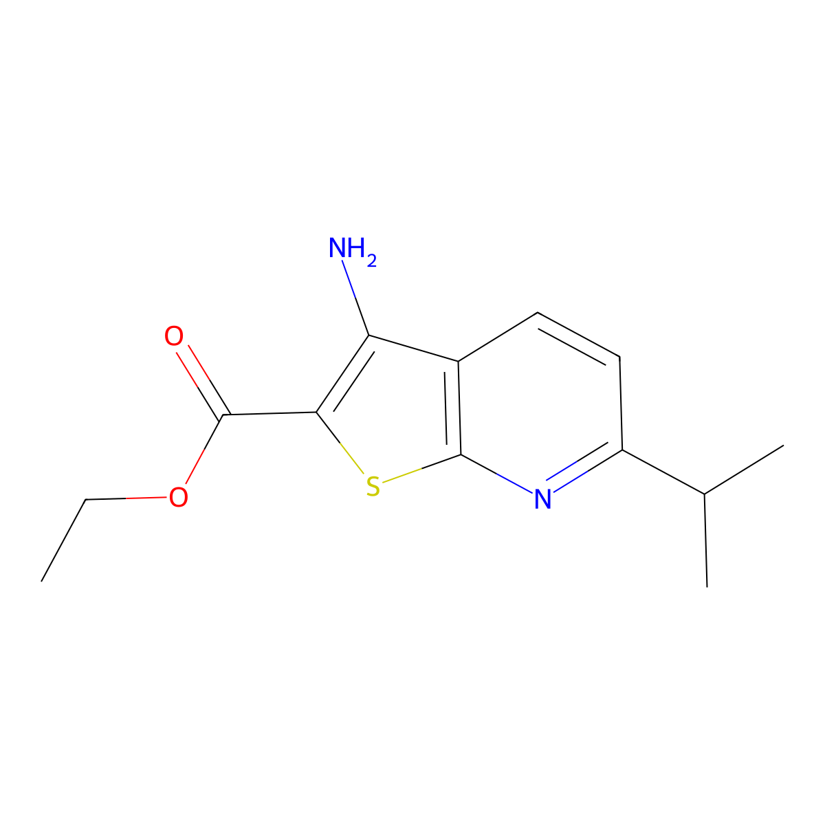 Ethyl 3-amino-6-isopropylthieno[2,3-b]pyridine-2-carboxylate molecular structure, CAS 1035831-05-0