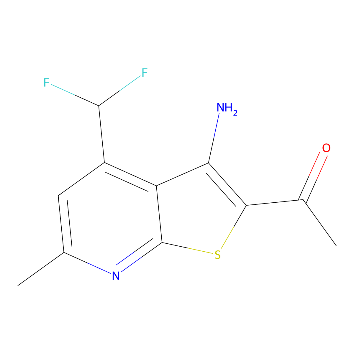 1-[3-Amino-4-(difluoromethyl)-6-methylthieno[2,3-b]pyridin-2-yl]ethanone molecular structure, CAS 1035836-90-8