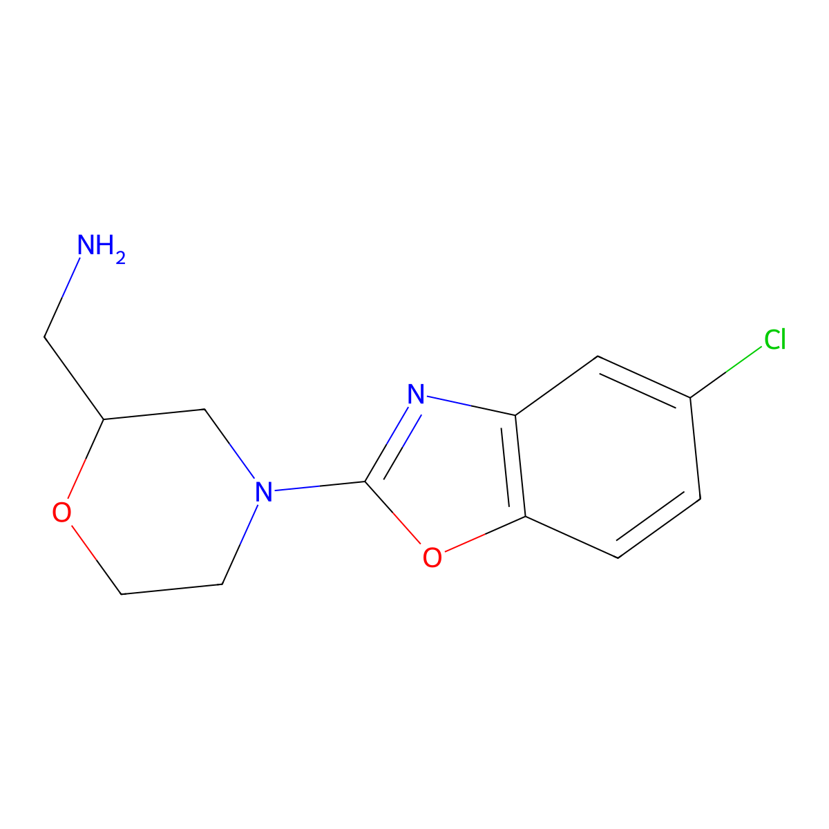 (4-(5-Chlorobenzo[d]oxazol-2-yl)morpholin-2-yl)methanamine molecular structure, CAS 1035840-13-1